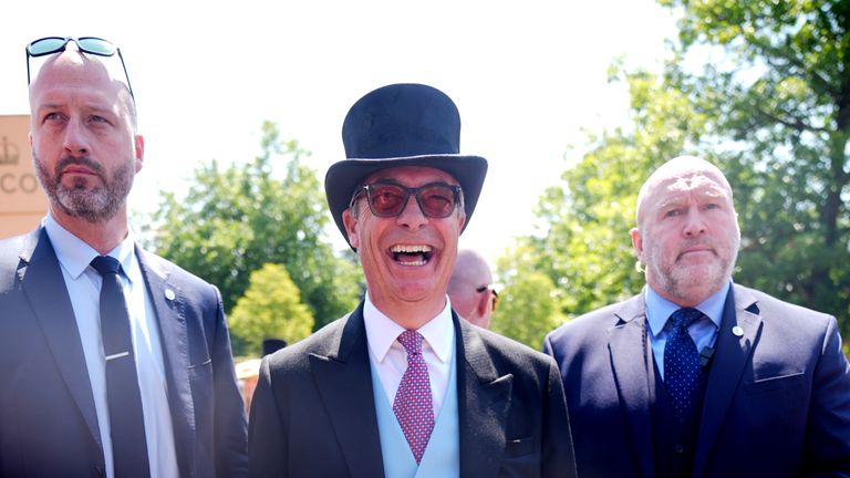 Reform leader Nigel Farage attending day three of Royal Ascot.
Pic: PA