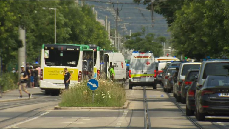 The scene in Graz, Austria.