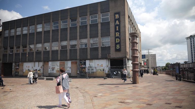 The derelict Bairds of Hamilton department store in Scotland.