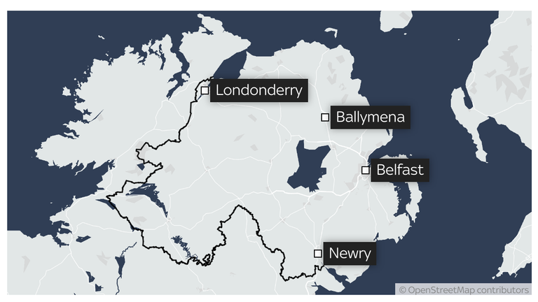 Map showing location of Ballymena