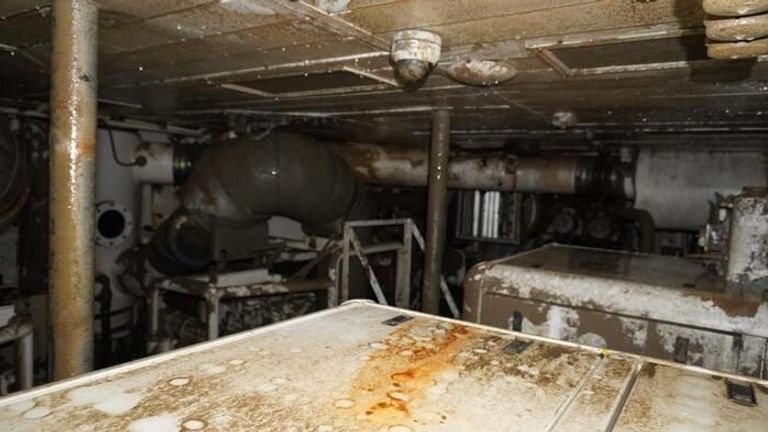 Inside the Bayesian yacht after it was brought to the surface