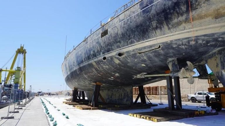 Inside the Bayesian yacht after it was brought to the surface