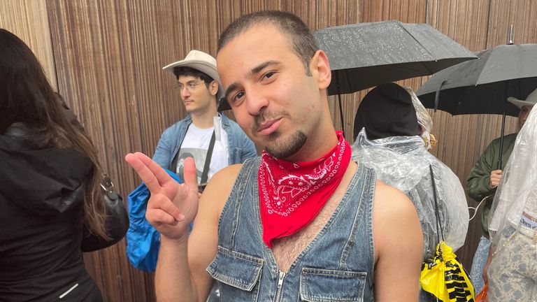 Enon from Israel spent a day ripping and sewing his cowboy-inspired tasselled denim crop top for the Beyonce gig