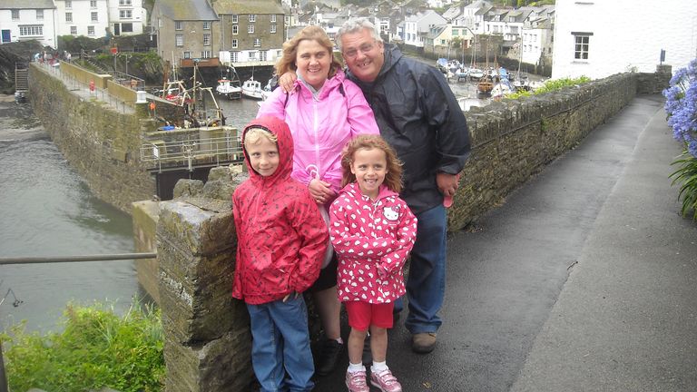 Sarah and Jimmy Catchpole with their children, Joe and Mary, on holiday in Cornwall in 2012