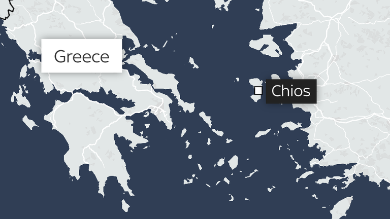 Mapa pokazująca lokalizację Chios, Grecja