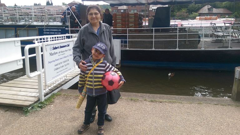 Manju with her six-year-old grandson