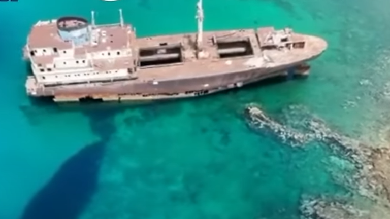 The gang used an abandoned shipwreck as a refuelling platform for their speedboats. Pic: Europol