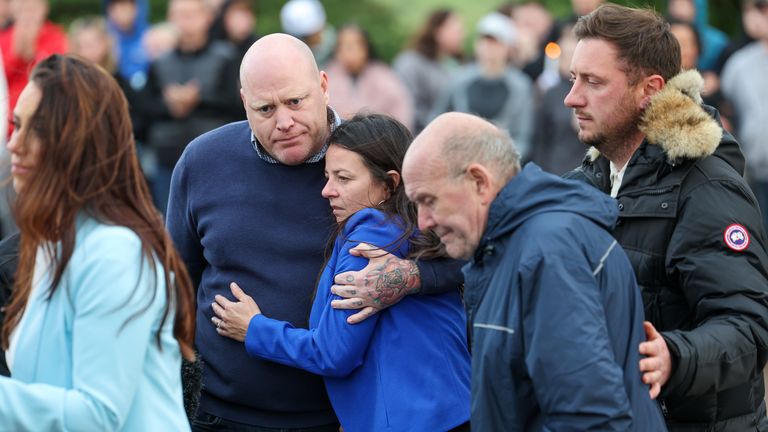 Cole Cooper's mother Wendy Stewart, (centre), at a vigil at the Glenskirlie Hotel in Banknock, for Cole, who was missing for more than four 