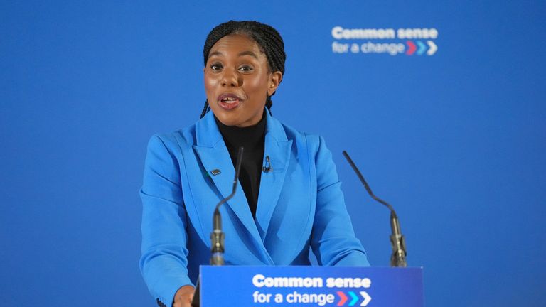 Conservative Party leader Kemi Badenoch speaking during the Scottish Conservative party conference at Murrayfield.
Pic: PA