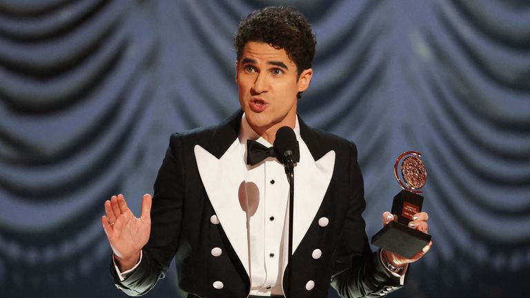 Darren Criss accepts Best Performance by an Actor in a Leading Role in a Musical award for "Maybe Happy Ending" at 78th Annual Tony Awards