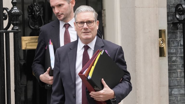 Keir Starmer leaves Downing Street as he heads to the House of Commons. Pic: PA