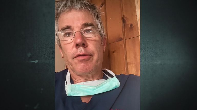 Dr Tom Potokar in Gaza, speaking to Sky's Alex Crawford