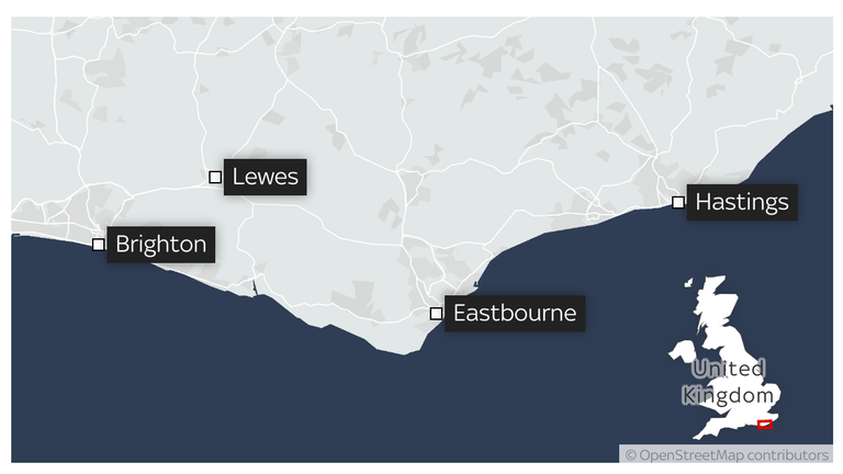 Mapa pokazująca lokalizację Eastbourne