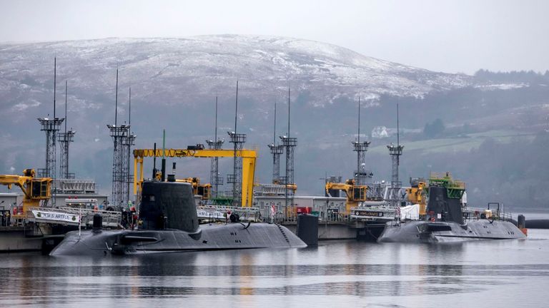 Astute-class submarines HMS Artful (left) and HMS Astute (right), at HM Naval Base Clyde, also known as Faslane, ahead of a visit by Defence
