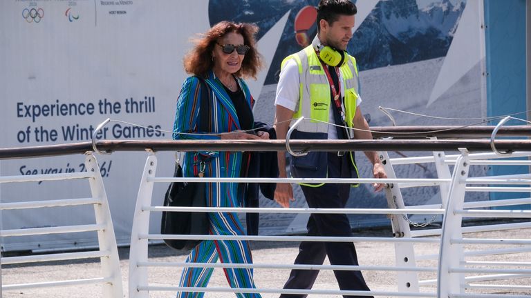 Diane von Furstenberg arrives at the Venice airport ahead of the wedding of Amazon founder Jeff Bezos and Lauren Sanchez Pic: Reuters 