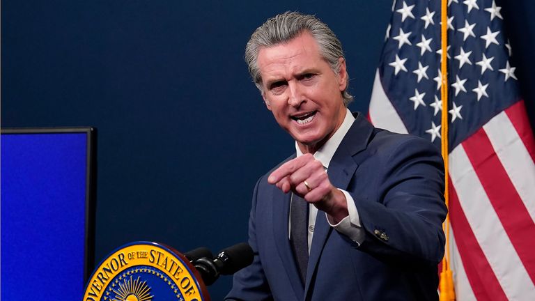 Calif. Gov. Gavin Newsom presents his revised state budget during a news conference in Sacramento, Calif., Wednesday, May 14, 2025. (Photo/Rich Pedroncelli)