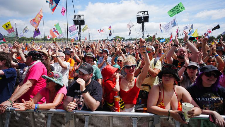 Festival-goers have enjoyed warm weather at Glastonbury. Pic: PA