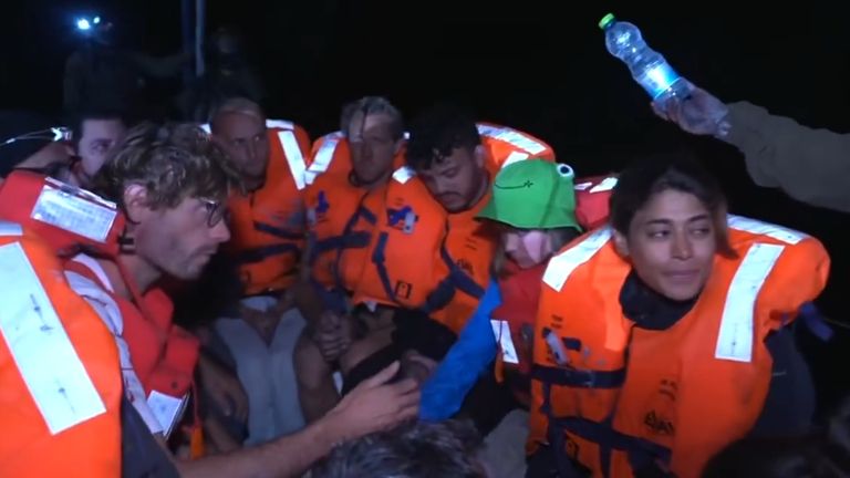 Great Thunberg and other activists are given water and sandwiches. Pic: Israel Foreign Ministry