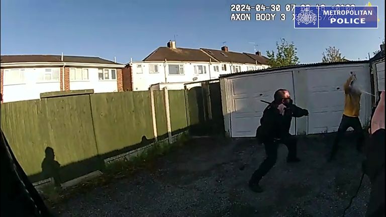 Inspector Moloy Campbell was slashed on the hnd as he raised his baton against Monzo. Pic: Met Police
