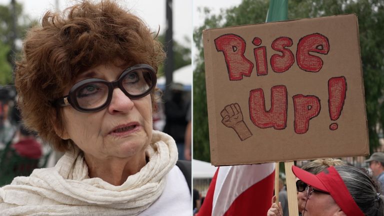 Los Angeles'taki protestocular göç baskınlarına tepki veriyorlar.