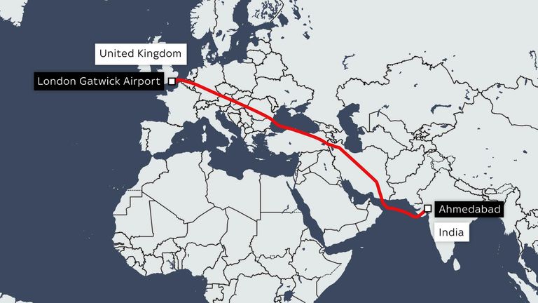 The Air India plane was on route to London Gatwick