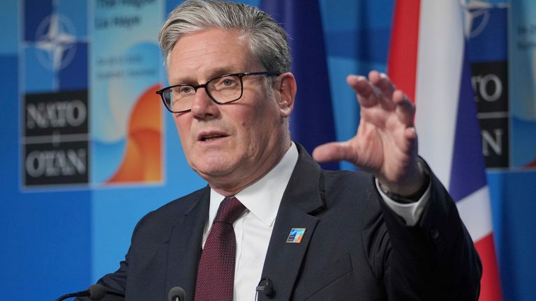 Keir Starmer speaks during a media conference at the end of the Nato Summit at the Hague, Netherlands. Picture date: Wedn