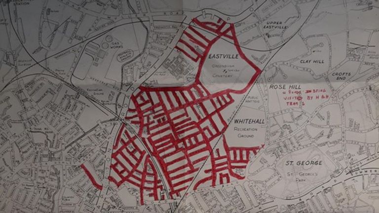 Map showing original house-to-house coverage. Pic: Avon and Somerset Constabulary