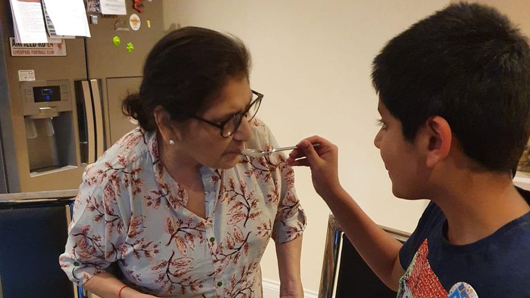 Manju with her elder grandchild