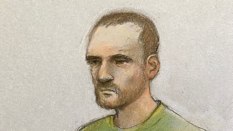 Court sketch of the defendant Marcus Arduini Monzo, appearing at the Old Bailey. Pic: PA.