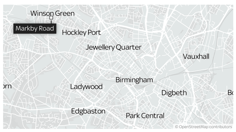 Map showing the location of Markby Road, Winson Green, Birmingham