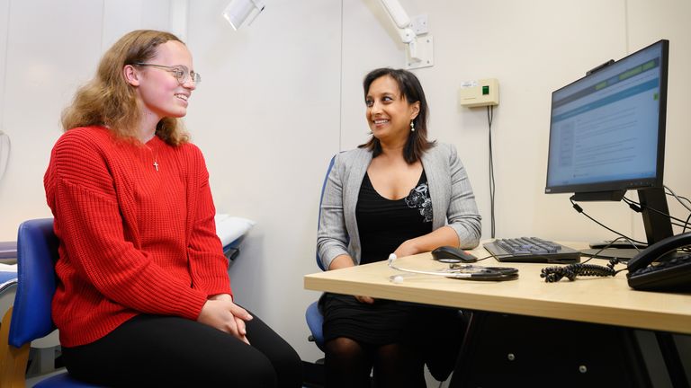 Mary Catchpole and Dr Anita Chandra at Addenbrooke's Hospital. Pic: Mel Yeneralski  Media Studio/Cambridge University Hospitals