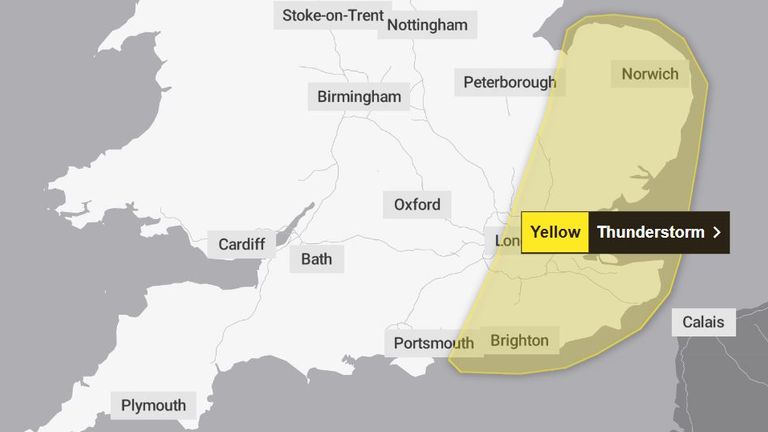 Thunderstorm warning for Friday and Saturday/13 and 14 June 2025.
Pic: Met Office