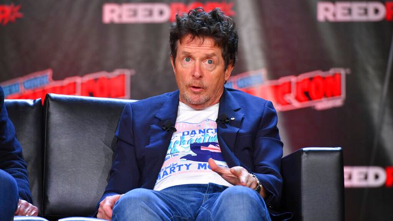 Michael J Fox at a Back To The Future reunion in 2022. Pic: AP