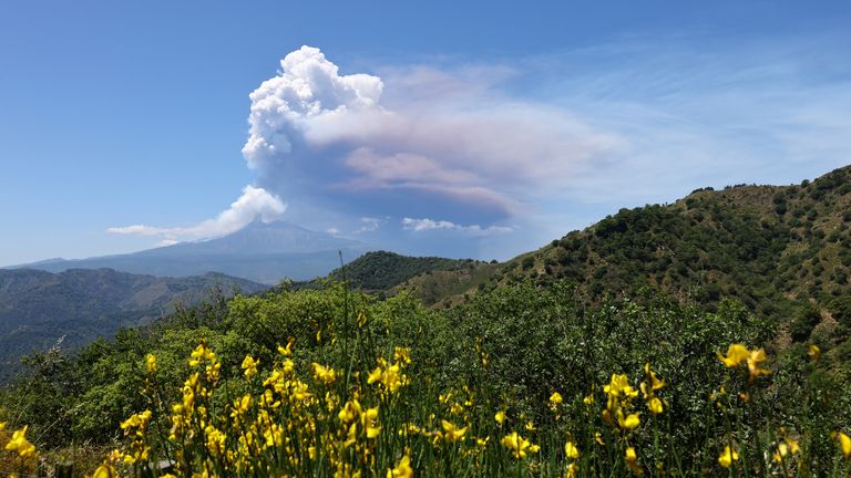 Volcanic steam rises from Mount Etna. Pic: Reuters
