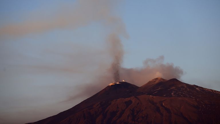 Volcanic steam rises from Mount Etna. Pic: Reuters