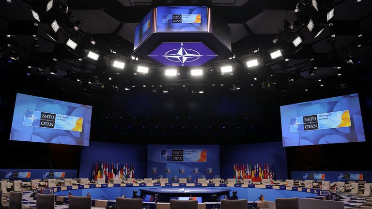 A view shows the venue of the upcoming NATO summit, in The Hague, Netherlands June 23, 2025. REUTERS/Christian Hartmann