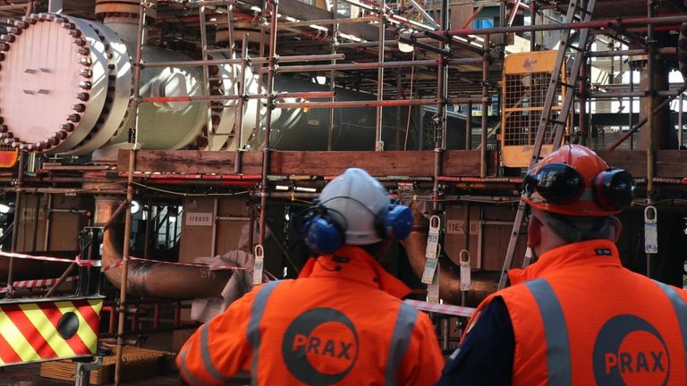 Workers are seen at the Lindsey refinery. Pic: Prax Group