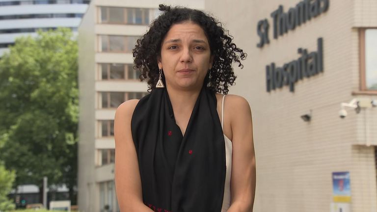 Sanaa Soueif, girl  of Laila Soueif, during a Sky News interview
