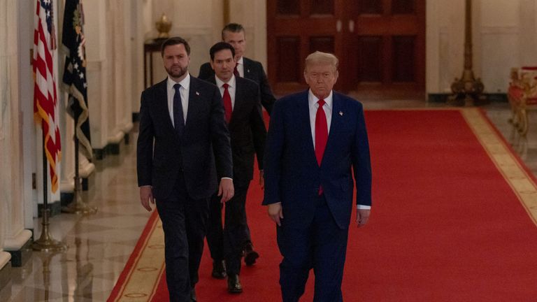  Donald Trump as he prepares to deliver White House address