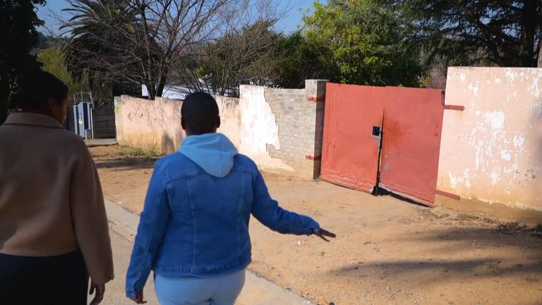 Red gate where Olorato Mongale's body was found