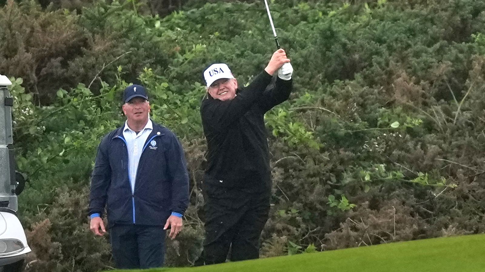 Huge security operation as Donald Trump tees off at his Scottish golf course