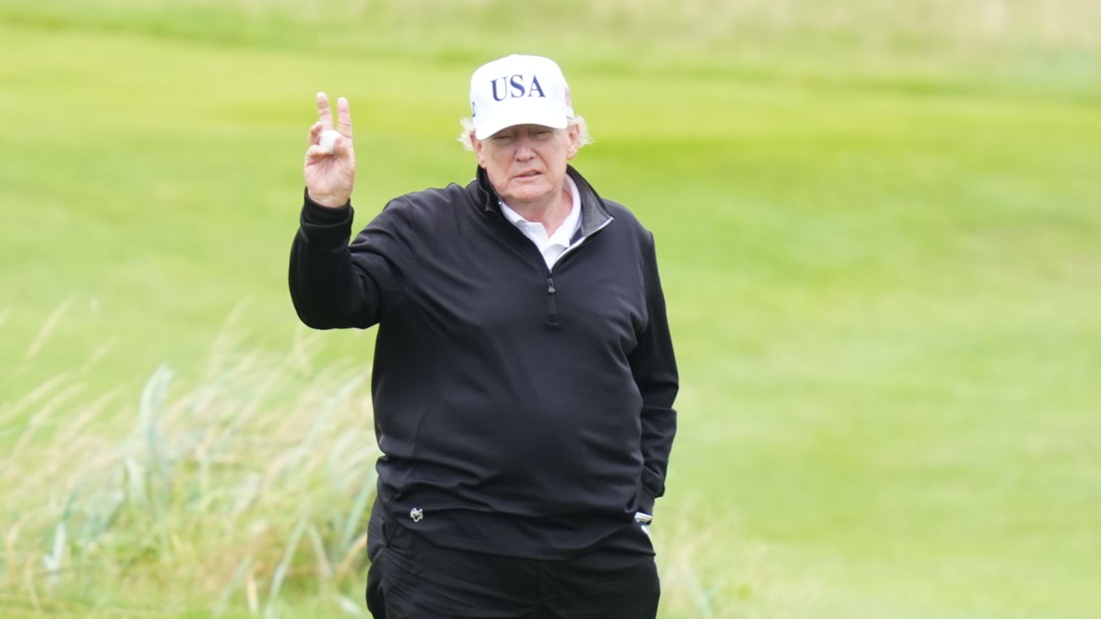 Donald Trump gives his view on chances of US-EU trade deal – while on the golf course