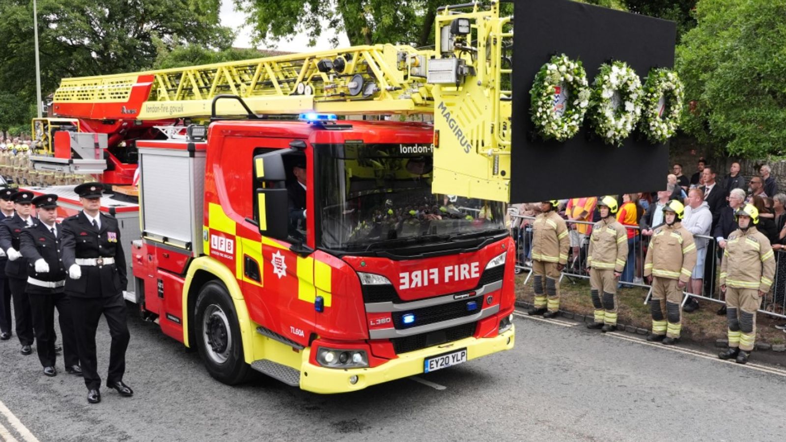 Hundreds line the streets to honour Martyn Sadler, firefighter killed in Bicester Motion blaze