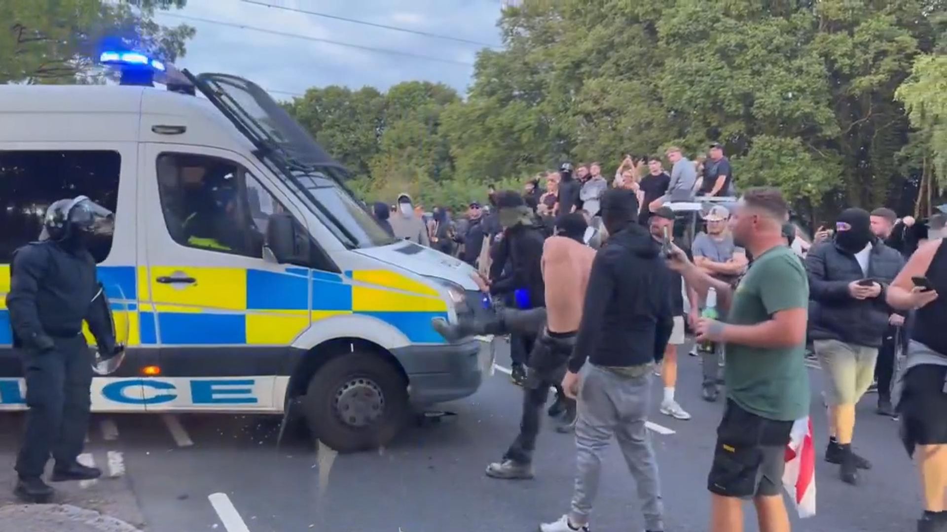 Essex Police say claims by Nigel Farage that officers bussed in counter-demonstrators to migrant hotel protest are 'categorically wrong'