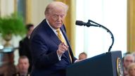 President Donald Trump speaks during a ceremony to sign the "Halt All Lethal Trafficking of Fentanyl Act," in the East Room of the White House, Wednesday, July 16, 2025, in Washington. (AP Photo/Alex Brandon)