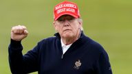 Former US president Donald Trump playing golf at Turnberry golf course during his visit to the UK. Picture date: Tuesday May 2, 2023.