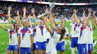 Ella Toone holds the Euros trophy aloft. Pic: Reuters