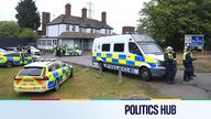 Police outside the Bell Hotel in Epping, Essex.
Pic: PA