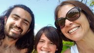 Michael Frison with his mum and brother. Pic: Cristina Pittalis