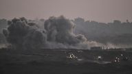 Smoke rises from Israeli bombardment of the Gaza Strip. Pic: AP/Leo Correa